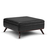 Owen 36 In Wide Square Square Coffee Table Storage Ottoman - Distressed Black