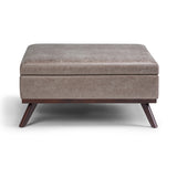 Owen 36 In Wide Square Square Coffee Table Storage Ottoman - Distressed Grey Taupe
