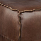 Brody Boho Square Pouf In Distressed Dark Brown Faux Leather