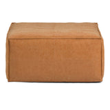 Brody Boho Square Large Square Coffee Table Pouf In Distressed Brown Faux Leather