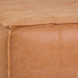 Brody Boho Square Large Square Coffee Table Pouf In Distressed Brown Faux Leather