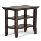 Acadian Solid Wood 14 Inch Wide Rectangle Transitional Narrow Side Table In Brunette Brown