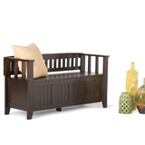 Acadian Solid Wood 48 Inch Wide Transitional Entryway Storage Bench In Brunette Brown