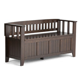 Acadian Solid Wood 48 Inch Wide Transitional Entryway Storage Bench In Brunette Brown
