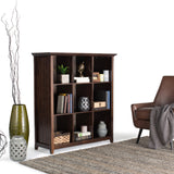 Acadian Solid Wood 48 Inch X 44 Inch Transitional 9 Cube Bookcase And Storage Unit In Brunette Brown