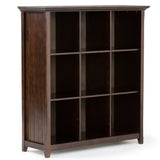 Acadian Solid Wood 48 Inch X 44 Inch Transitional 9 Cube Bookcase And Storage Unit In Brunette Brown