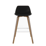 Randolph Mid-Century Modern Bentwood Counter Height Stool (Set Of 2) In Black Faux Leather