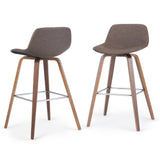 Randolph Mid-Century Modern Bentwood Counter Height Stool (Set Of 2) In Distressed Chocolate Brown Faux Leather