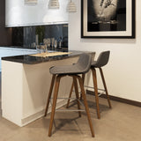 Randolph Mid-Century Modern Bentwood Counter Height Stool (Set Of 2) In Distressed Grey Faux Leather