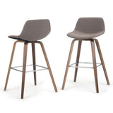 Randolph Mid-Century Modern Bentwood Counter Height Stool (Set Of 2) In Mocha Woven Fabric