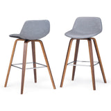 Randolph Mid-Century Modern Bentwood Counter Height Stool (Set Of 2) In Stone Grey Faux Leather
