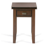 Artisan Solid Wood 14 Inch Wide Rectangle Transitional Narrow End Side Table In Russet Brown