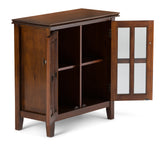 Artisan Solid Wood 30 Inch Wide Transitional Low Storage Cabinet In Russet Brown