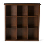 Artisan Solid Wood 45 Inch X 43 Inch Transitional 9 Cube Bookcase And Storage Unit In Russet Brown