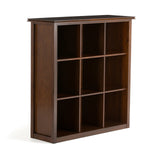 Artisan Solid Wood 45 Inch X 43 Inch Transitional 9 Cube Bookcase And Storage Unit In Russet Brown