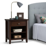 Artisan Solid Wood 24 Inch Wide Transitional Bedside Nightstand Table In Russet Brown