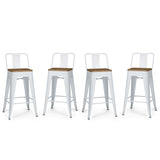 Rayne 24 Inch Metal / Wood Counter Height Stool (Set Of 4) In White