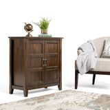 Burlington Solid Wood 30 Inch Wide Transitional Low Storage Cabinet In Mahogany Brown