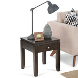 Cosmopolitan Solid Wood 18 Inch Wide Square Contemporary End Side Table In Mahogany Brown