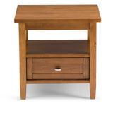 Warm Shaker Solid Wood 20 Inch Wide Rectangle Transitional End Side Table In Light Golden Brown