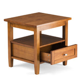 Warm Shaker Solid Wood 20 Inch Wide Rectangle Transitional End Side Table In Light Golden Brown