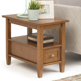 Warm Shaker Solid Wood 14 Inch Wide Rectangle Transitional Narrow Side Table In Light Golden Brown