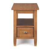 Warm Shaker Solid Wood 14 Inch Wide Rectangle Transitional Narrow Side Table In Light Golden Brown