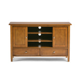 Warm Shaker Solid Wood 47 Inch Wide Transitional Tv Media Stand In Light Golden Brown For Tvs Up To 50 Inches