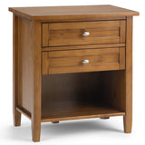 Warm Shaker Solid Wood 24 Inch Wide Transitional Bedside Nightstand Table In Light Golden Brown