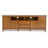 Warm Shaker Solid Wood 72 Inch Wide Transitional Tv Media Stand In Light Golden Brown For Tvs Up To 80 Inches