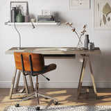 Sawhorse Solid Wood Desk In Farmhouse Grey