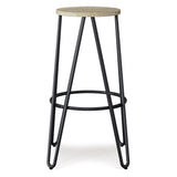 Simeon 30 Inch Metal Bar Stool With Wood Seat In Natural / Black