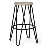 Simeon 30 Inch Metal Bar Stool With Wood Seat In Natural / Black
