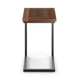 Skyler Solid Mango Wood Wide C Side Table In Dark Cognac Brown