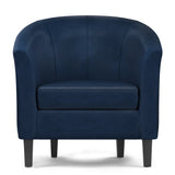 Austin 30 Inch Wide Contemporary Tub Chair In Distressed Dark Blue Faux Leather