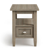 Warm Shaker Solid Wood Narrow Side Table In Distressed Grey