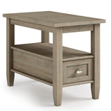 Warm Shaker Solid Wood Narrow Side Table In Distressed Grey