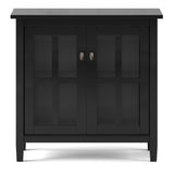 Warm Shaker Solid Wood 32 Inch Wide Transitional Low Storage Cabinet In Black