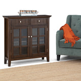 Acadian Solid Wood 36 Inch Wide Transitional Entryway Storage Cabinet In Natural Aged Brown