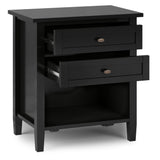 Warm Shaker Solid Wood 24 Inch Wide Transitional Bedside Nightstand Table In Black