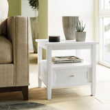 Warm Shaker Solid Wood 20 Inch Wide Rectangle Transitional End Table In White