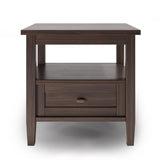Warm Shaker Solid Wood End Table In Warm Walnut Brown