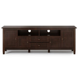 Warm Shaker Solid Wood 72 Inch Tv Media Stand In Russet Brown For Tvs Up To 80 Inches