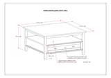 Warm Shaker Solid Wood 36 Inch Wide Square Transitional Coffee Table In Distressed Grey