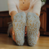 Serene Socks- Adult Organic Cotton Non-Slip Socks- 4 Seasons- Grey- 2 Pairs