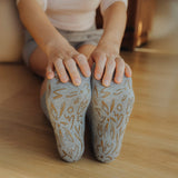 Serene Socks- Adult Organic Cotton Non-Slip Socks- 4 Seasons- Grey- 2 Pairs