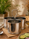 Stainless Steel Chougadha | Chaumukha Vegetable Holder with Handle - quality 2 bowl Container
