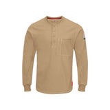 Bulwark Iq Series Plus Long Sleeve Henley - Khaki, S