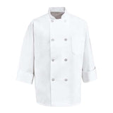 Chef Designs Eight Pearl Button Chef Coat Long Sizes - White, Lt