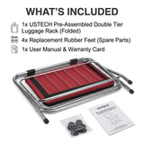 2-Tier X-Shaped Folding Luggage Rack with Nylon Straps, Chrome Finish